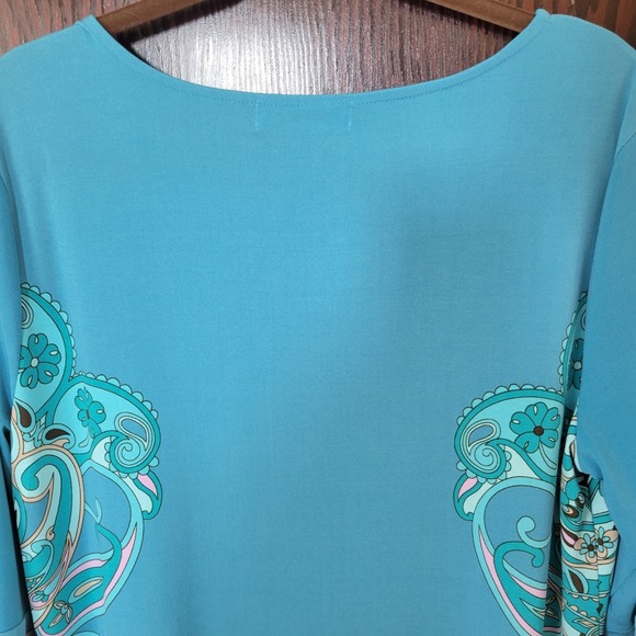 MICHAEL KORS Women's Dress SZ 12 Blue Paisley Print Accents Stretch Cool Boho - Picture 5 of 8